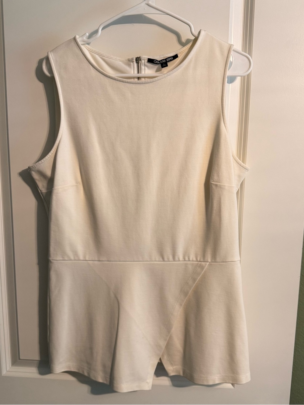 Gianni Bini white Sleeveless Peplum Top